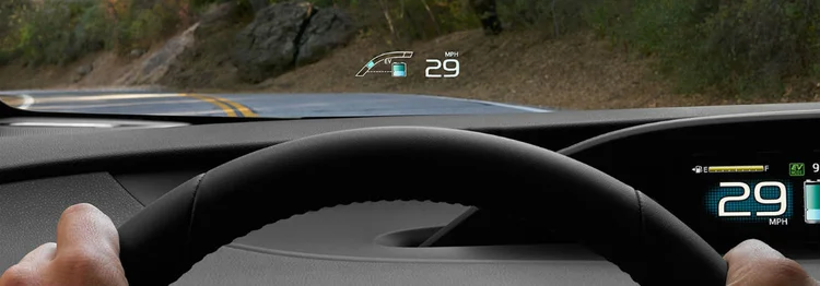 Heads-up display projected on a windshield